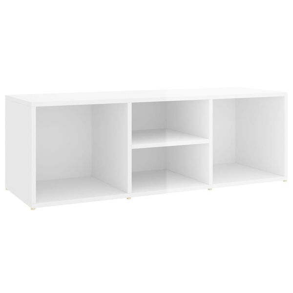 vidaXL Shoe Storage Bench High Gloss White 105x35x35 cm Engineered Wood