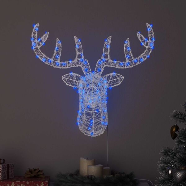 vidaXL Reindeer Head with 140 LEDs Blue 68 x 36.5 x 62.5 cm Acrylic