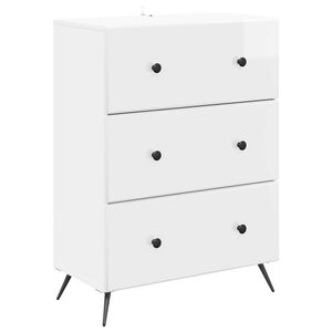 vidaXL Drawer Cabinet High Gloss White 66 x 34.5 x 90 cm
