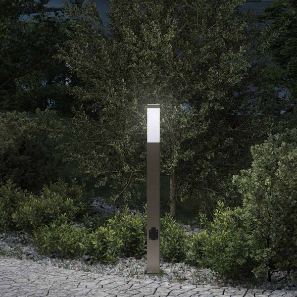 vidaXL Bollard Light with Outlet 80 cm Stainless Steel IP44