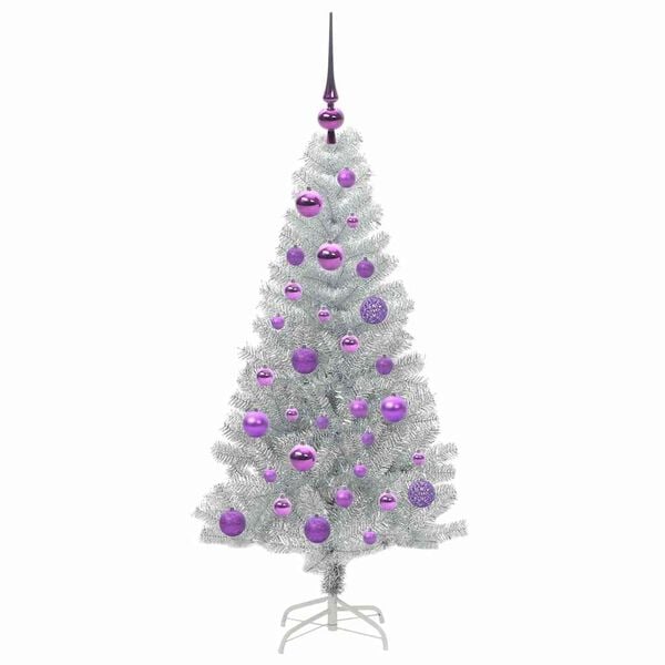 vidaXL Christmas Tree with 150 LEDs with Stand Silver 120 cm PET