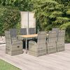 vidaXL 9 Piece Garden Dining Set Grey Poly Rattan&Solid Wood Acacia
