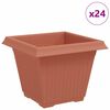 vidaXL Square Flower Pot 24 pcs Brick Red 38 x 38 x 30 cm Plastic