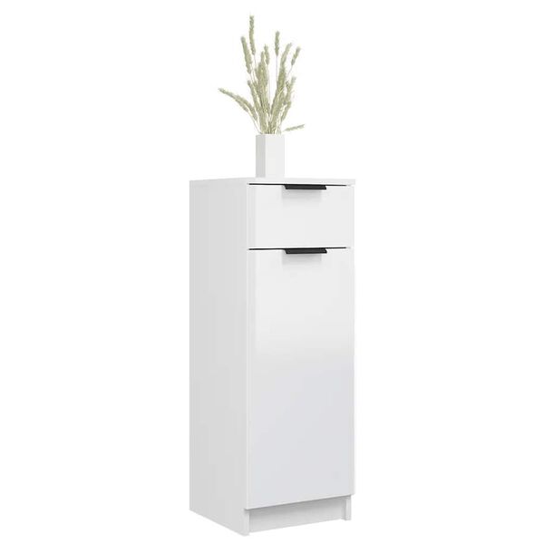 vidaXL Bathroom Cabinet High Gloss White 32x33.5x90 cm Engineered Wood