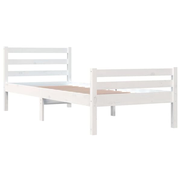 vidaXL Bed Frame without Mattress White Solid Wood 90x200 cm