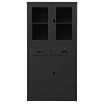 vidaXL Office Cabinet Anthracite 90x40x180 cm Steel and Tempered Glass