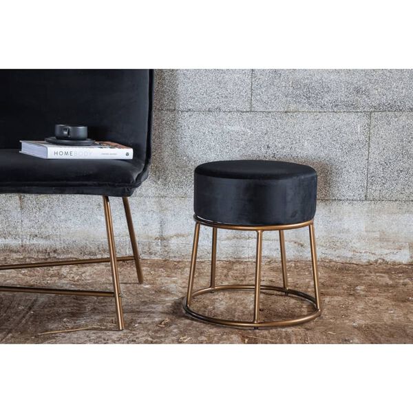 Venture Home Pouffe Pippi 45.5x45.5x46.5 cm Velvet Black and Copper