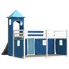 vidaXL Bunk Bed without Mattress with Slide and Curtains Blue 90x200 cm