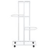 vidaXL 4-Floor Flower Stand with Wheels 44x23x80 cm White Iron
