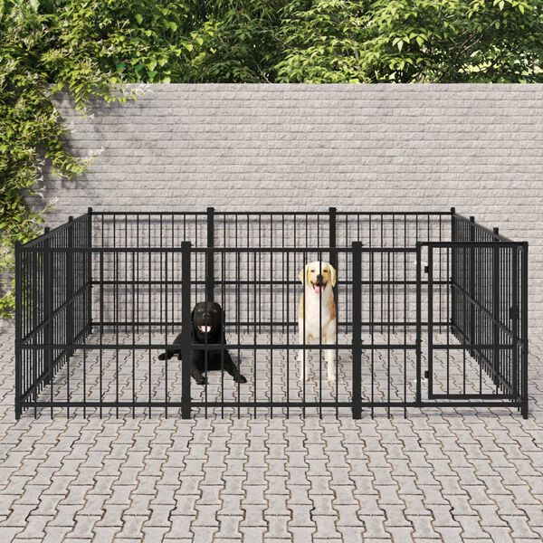 vidaXL Outdoor Dog Kennel Steel 8.47 m&sup2;
