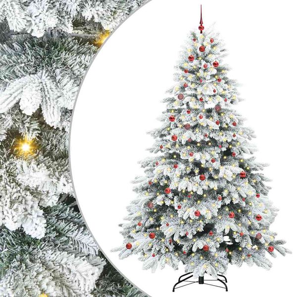 vidaXL Artificial Christmas Tree with 300 LEDs White 240 cm PE and PVC