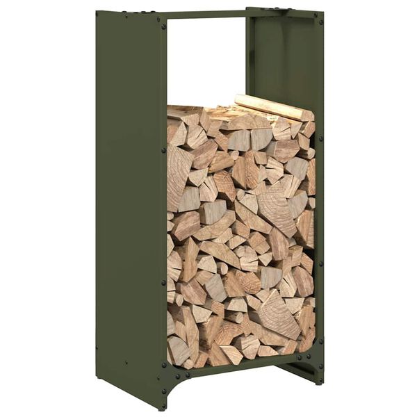 vidaXL Firewood Rack Olive Green 40x30x80 cm Cold-rolled steel