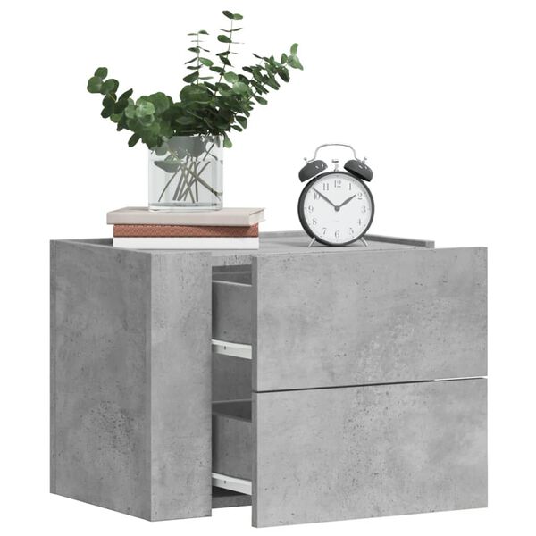 vidaXL Wall-mounted Bedside Cabinet Concrete Grey 45x30x35 cm