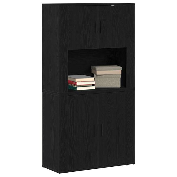 vidaXL Highboard Black Oak 80 x 33 x 150 cm Engineered Wood