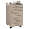 FMD Mobile 5 Drawer Cabinet Oak
