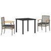 vidaXL Garden Dining Set 3 pcs Grey and Black Rattan