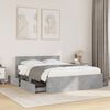 vidaXL Bed Frame with Headboard without Mattress Concrete Grey 140x200 cm