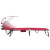 vidaXL Folding Sun Lounger Folding 1-person Red 56 x 190 x 81cm Fabric