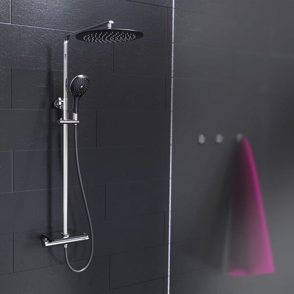 EISL Overhead Shower Set with Thermostatic Mixer GRANDE VITA Chrome-black