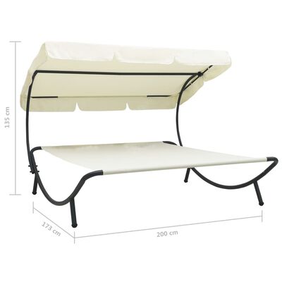 vidaXL Outdoor Lounge Bed with Canopy Cream White