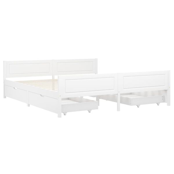 vidaXL Bed Frame without Mattress White Solid Wood Pine 180x200 cm Super King