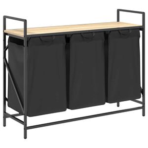 vidaXL Laundry Basket 3 Compartments with Shelf Sonoma Oak