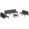 vidaXL Garden Sofa Set with Cushion 8 pcs Black Steel