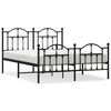 vidaXL Metal Bed Frame without Mattress with Footboard Black 140x190cm