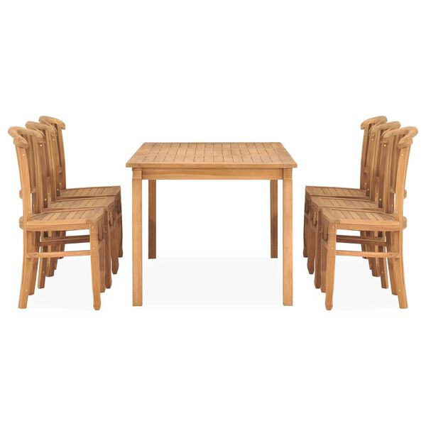 vidaXL 7 Piece Garden Dining Set Solid Teak Wood