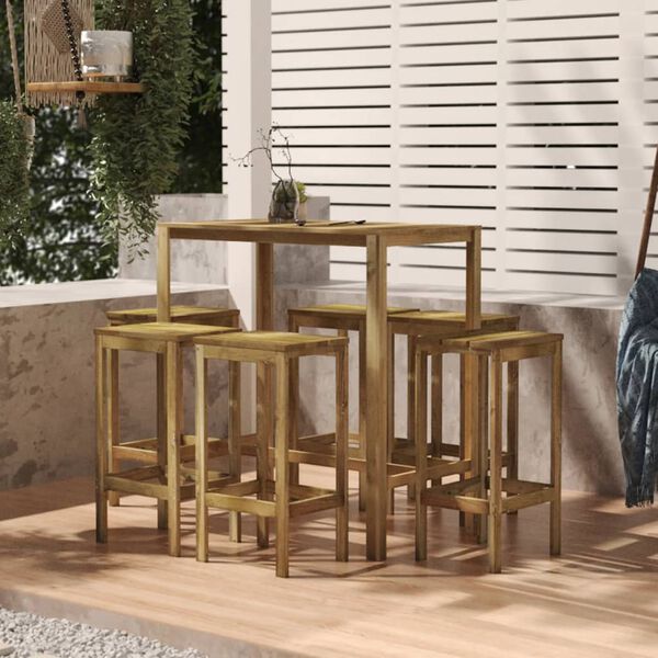 vidaXL 7 Piece Garden Bar Set Impregnated Pinewood