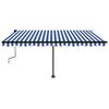 vidaXL Manual Retractable Awning with LED 450x350 cm Blue and White
