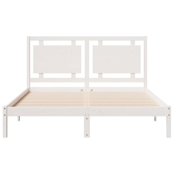 vidaXL Extra Long Bed Frame without Mattress White 140x210 cm Solid Wood