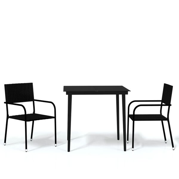 vidaXL 3 Piece Garden Dining Set Black