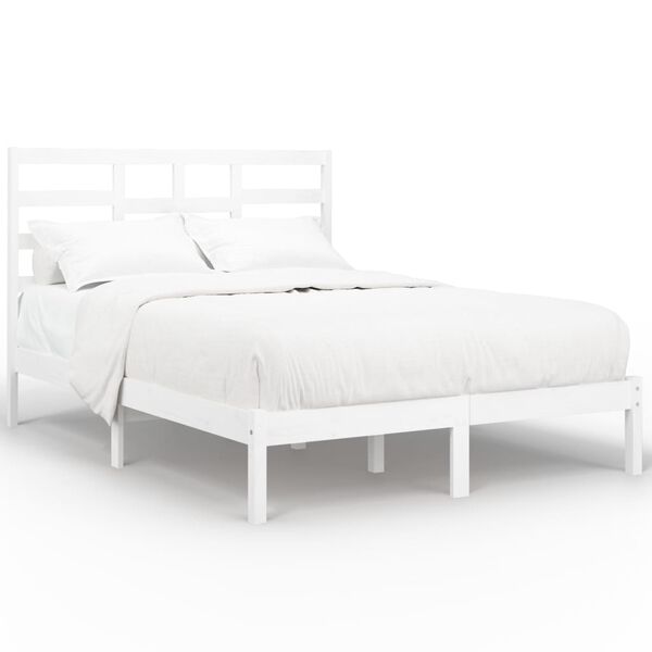 vidaXL Bed Frame without Mattress White Solid Wood 140x200 cm