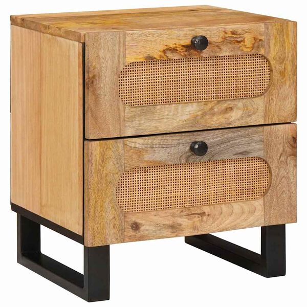 vidaXL Bedside Cabinet 2 pcs Natural 40 x 33 x 46 cm Solid Mango Wood