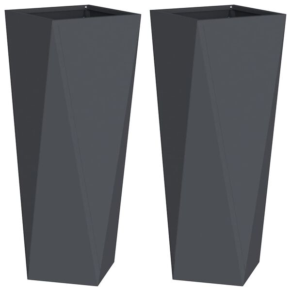 vidaXL Planter 2 pcs Anthracite 30 x 30 x 75 cm Steel