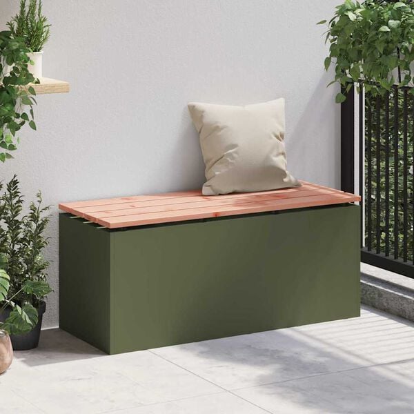 vidaXL Garden Bench Olive green 100 x 40 x 43 cm Steel