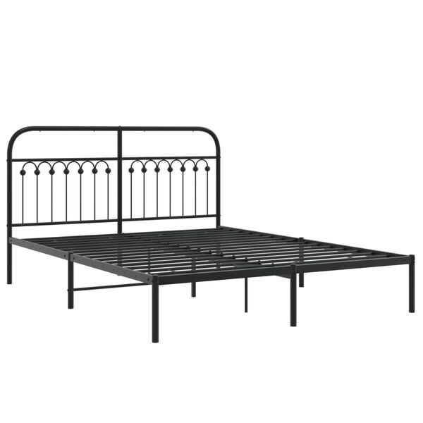 vidaXL Metal Bed Frame without Mattress with Headboard Black 160x200cm