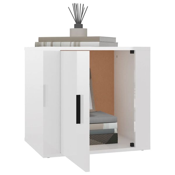 vidaXL Bedside Cabinet High Gloss White 50x39x47 cm