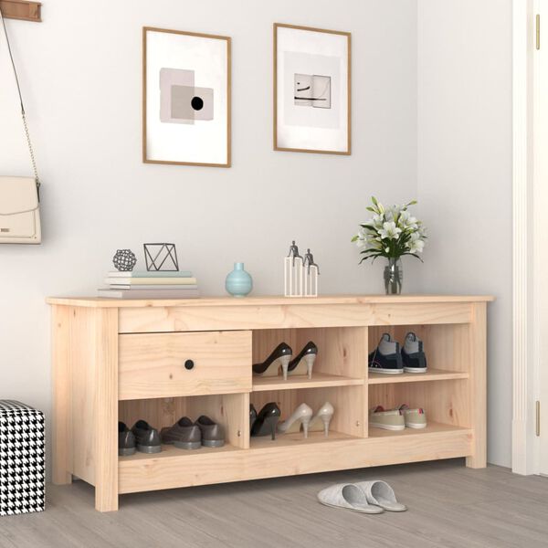 vidaXL Shoe Cabinet 110x38x45.5 cm Solid Wood Pine