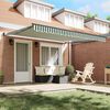 vidaXL Retractable Awning Manual Green and White 400 x 300 cm