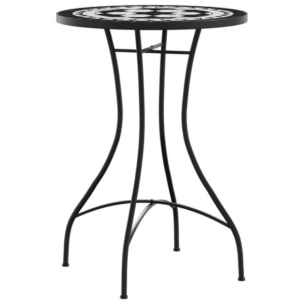 vidaXL Mosaic Bistro Set Black and White Iron and Ceramic