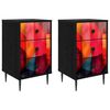 vidaXL Bedside Cabinet HEESCH 2 pcs Black Oak 36 x 33 x 61 cm
