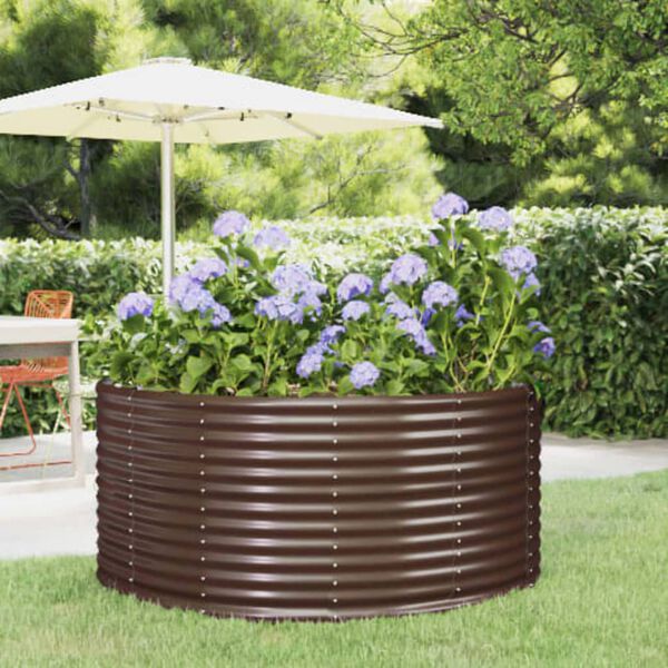 vidaXL Garden Raised Bed Brown 140x140x68 cm Galvanised Steel