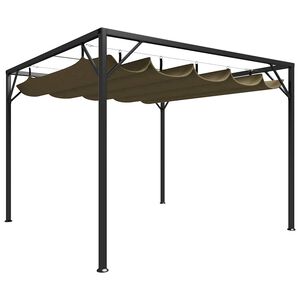 vidaXL Garden Gazebo with Retractable Roof 3x3 m Taupe 180 g/m&sup2;