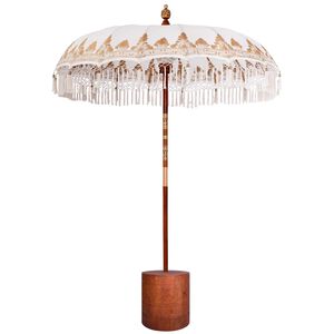 vidaXL Balinese Parasol with Base &Oslash; 180-190 cm Cream and Brown