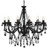 vidaXL Chandelier with Beads Black 12 x E14 Bulbs