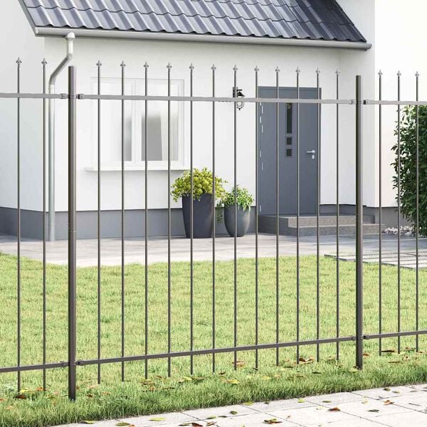 vidaXL Garden Fence 7 pcs Grey 11.9 x 1.5 m Powder-coated Steel