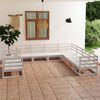 vidaXL 9 Piece Garden Lounge Set White Solid Pinewood