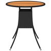 vidaXL Garden Dining Table Black Ø 70 cm Poly Rattan and Solid Acacia Wood